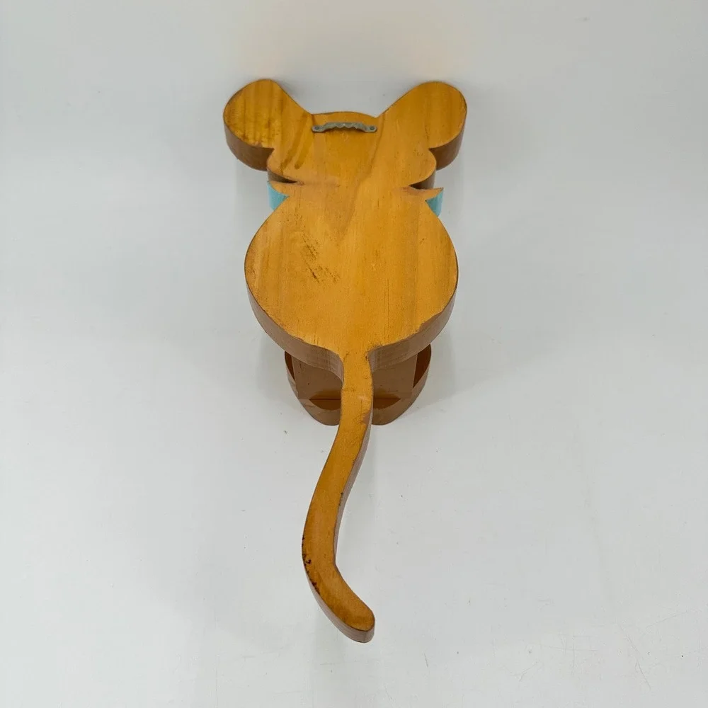 Vintage Tole Painted‎ Wood Mouse Wall Plaque Hand Painted Nursery Decor 15